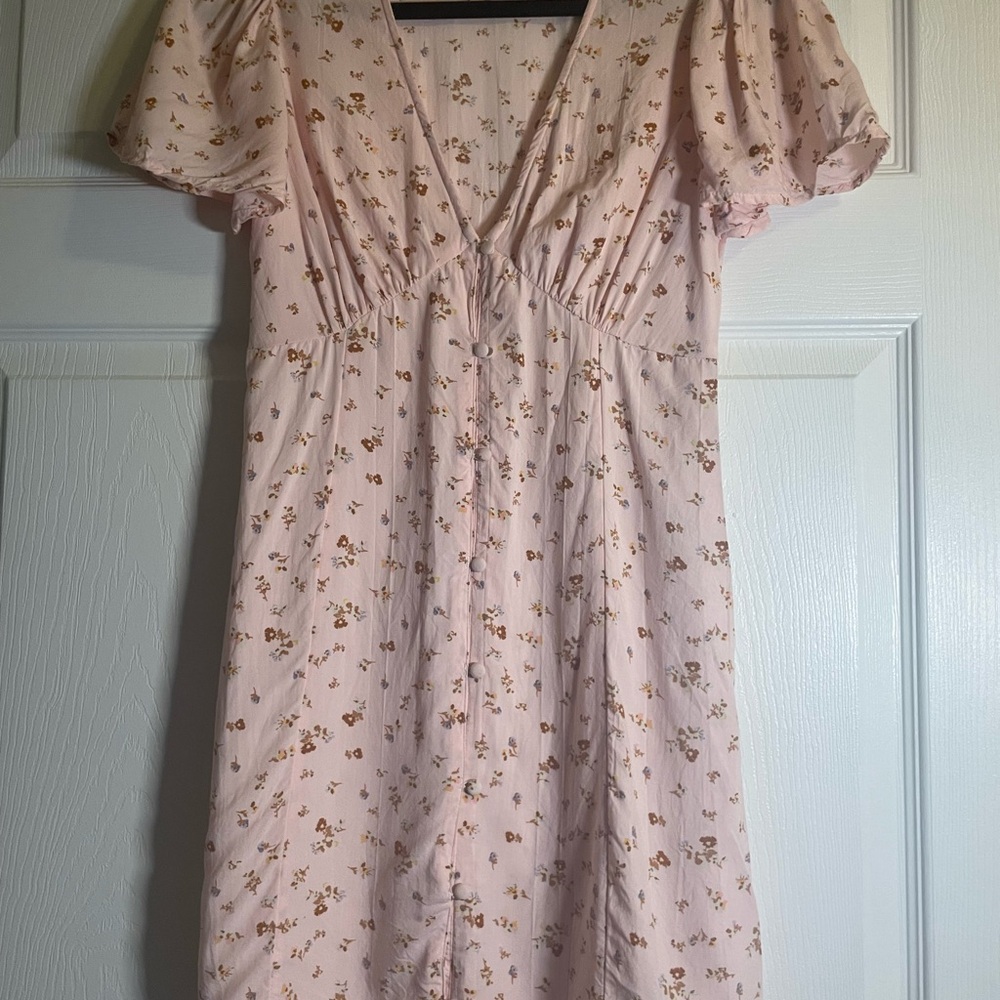 Billabong Pink Floral Mini Button Surf Flirty Dress